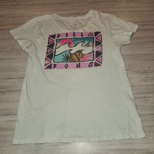 Billabong T-Shirt Ocean Wave Design White Women's Size Medium A4